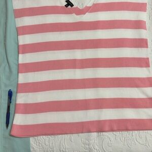 Talbots Pink and White Striped Lightweight Sweater